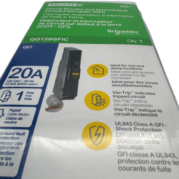 Square D QO120GFIC Circuit Breaker GFI 20A 120V 1-Pole New - Picture 4 of 4